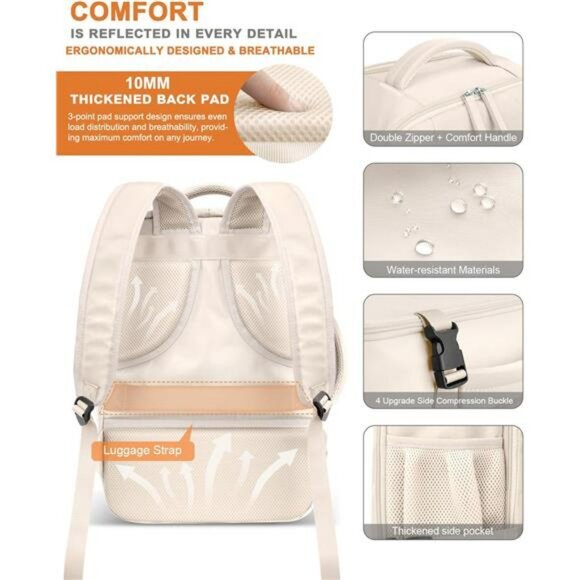 TSA approved travel laptop backpack personal item carry on bag for women men bei - Picture 6 of 7